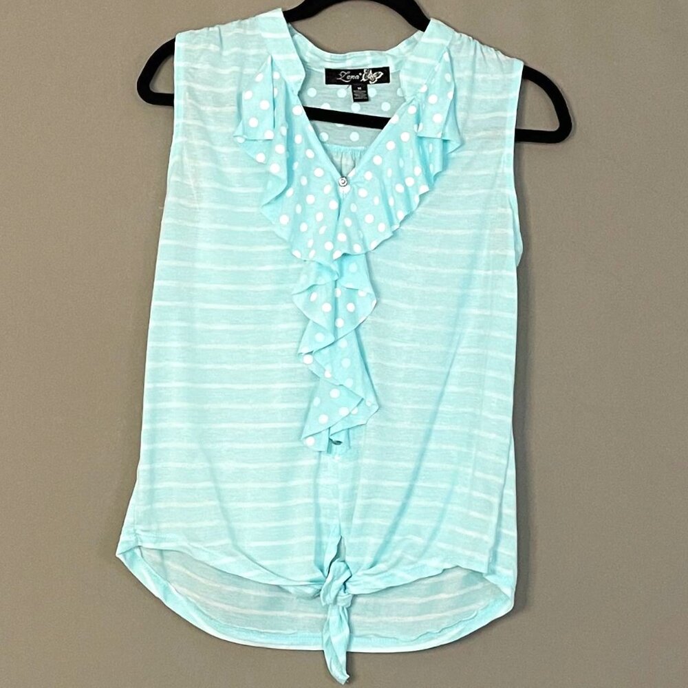 Zena, Size M, Ruffle Top, Polka dots